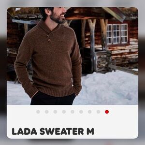 Fjallraven Lada Wool Shawl Collar Sweater Brown Pullover Men's Size Medium M